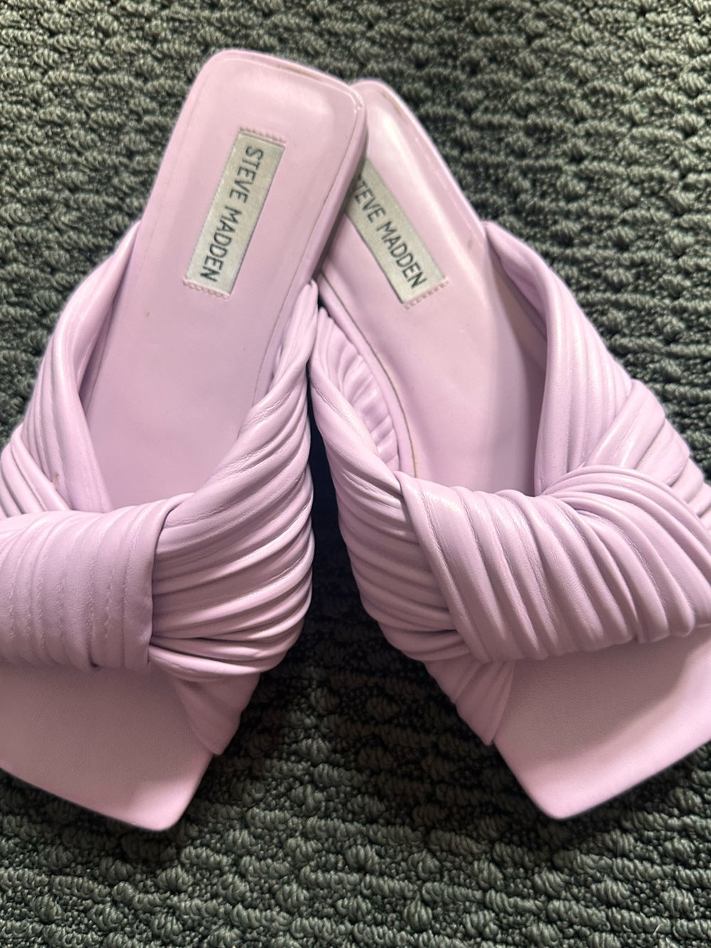 Steve Madden Lilac Ruched Knotted Mentor Slide Sandals